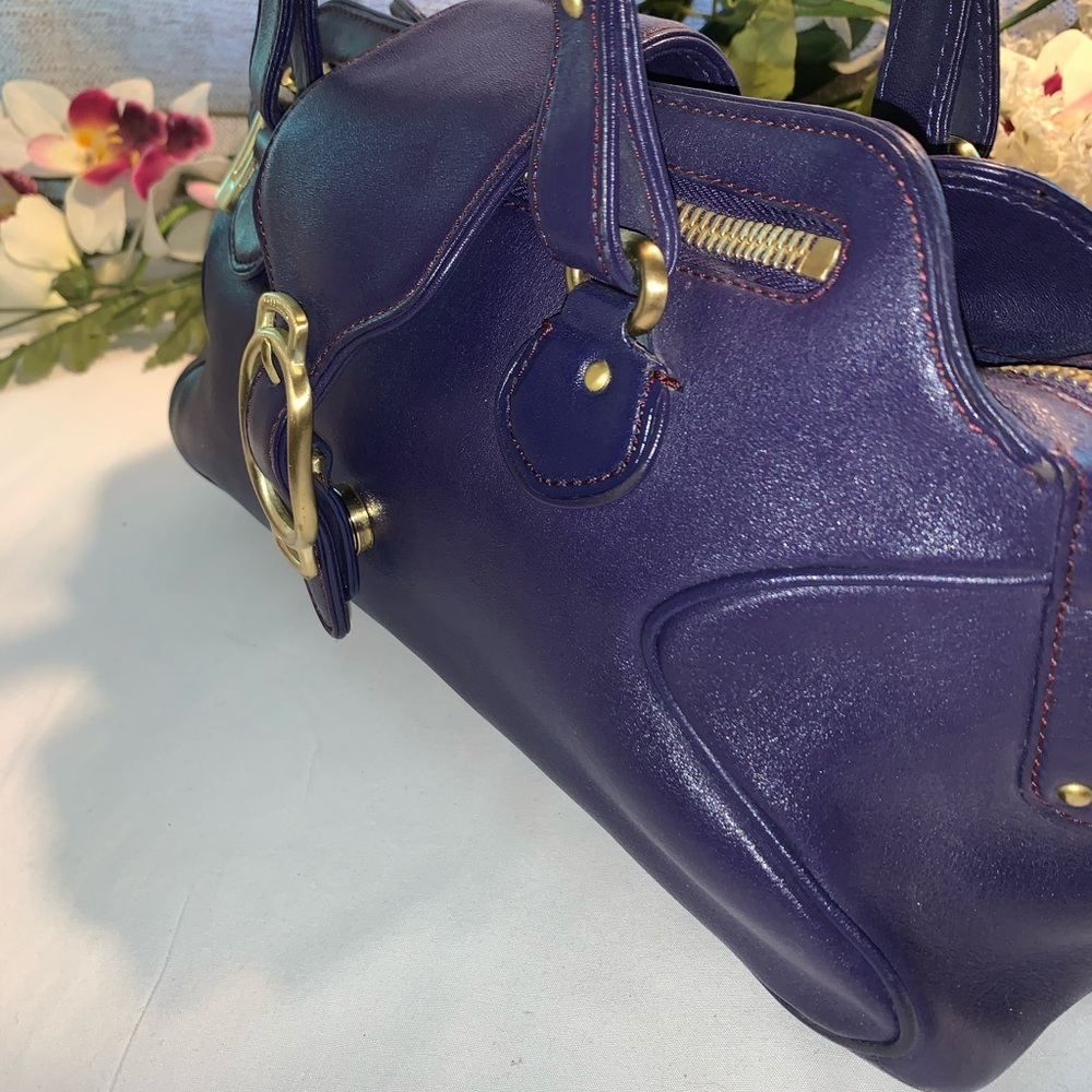 Cole Haan Alexa Blue Leather Satchel - Picture 3 of 12